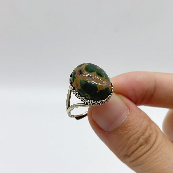 10 Pieces Different Styles S925 Sterling Silver 8th Vein Ocean Jasper Ring