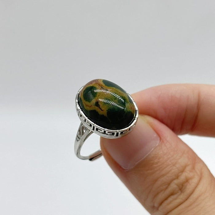 10 Pieces Different Styles S925 Sterling Silver 8th Vein Ocean Jasper Ring