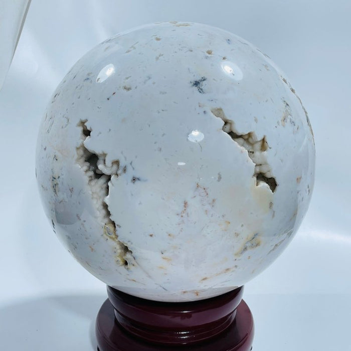 10.2inch Large White Rhyolite Geode Sphere