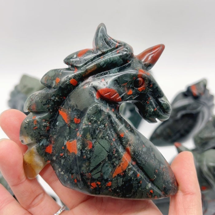 11 Pieces Africa Blood Stone Unicorn Carving