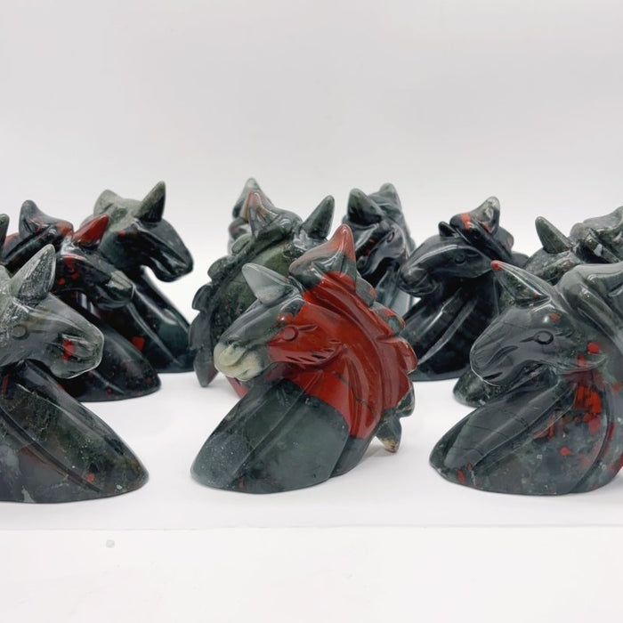 11 Pieces Africa Blood Stone Unicorn Carving