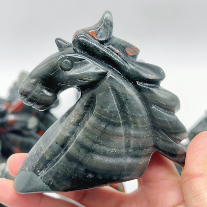 11 Pieces Africa Blood Stone Unicorn Carving