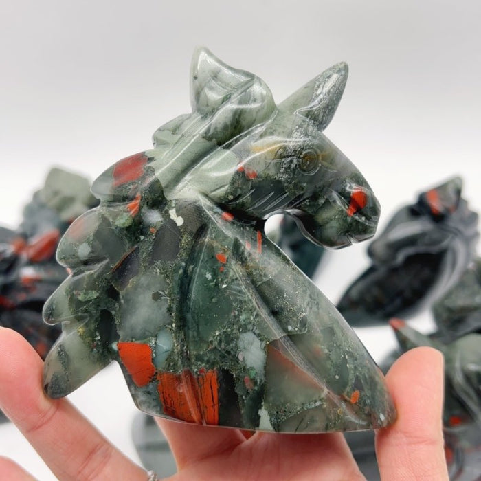 11 Pieces Africa Blood Stone Unicorn Carving