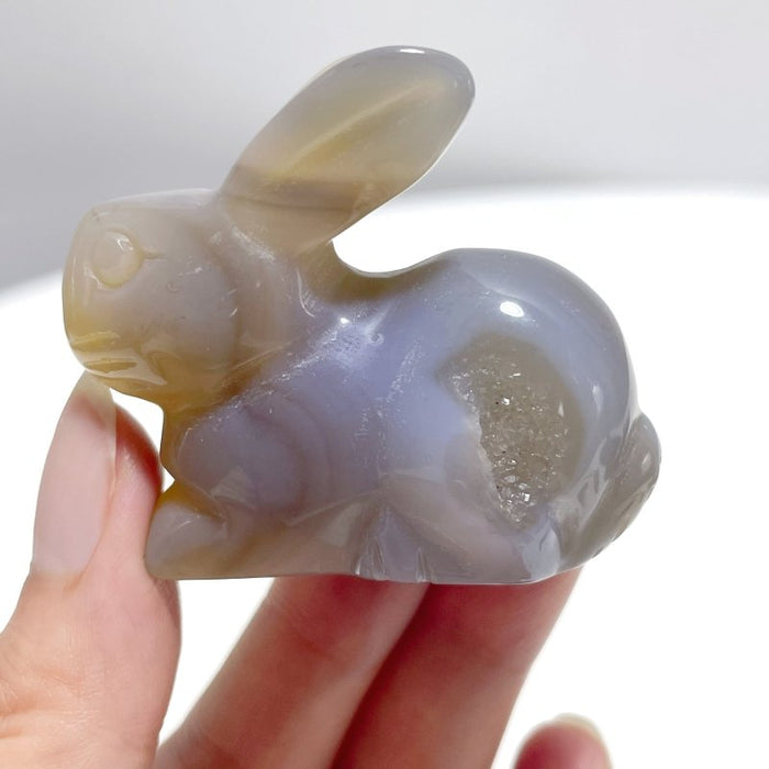 11 Pieces Agate Rabbit Carving