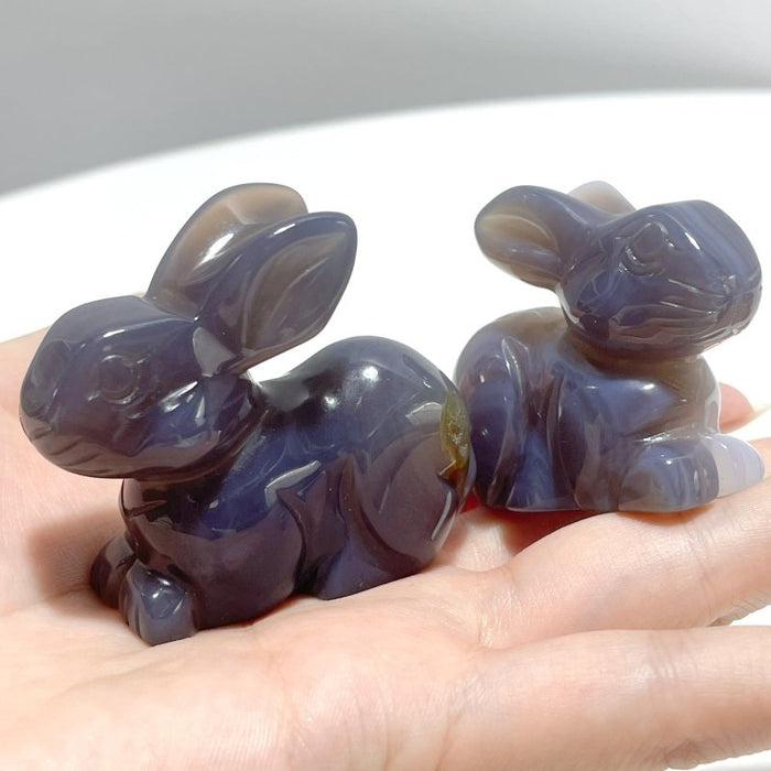11 Pieces Agate Rabbit Carving