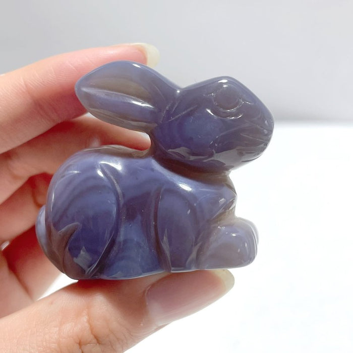 11 Pieces Agate Rabbit Carving
