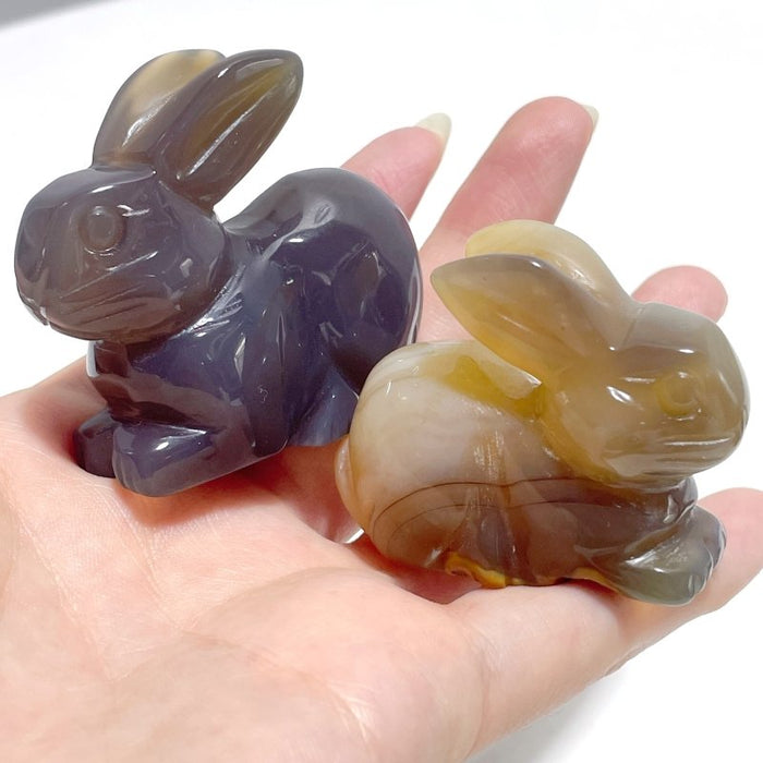 11 Pieces Agate Rabbit Carving