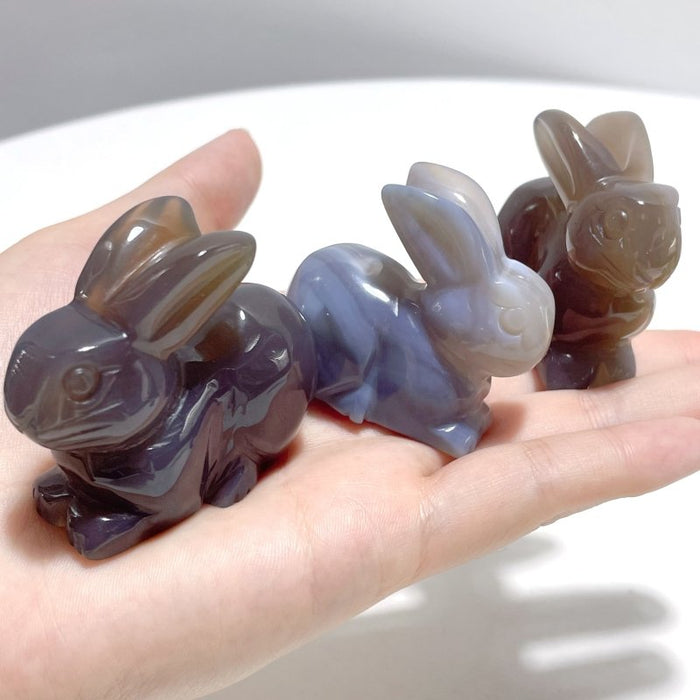 11 Pieces Agate Rabbit Carving