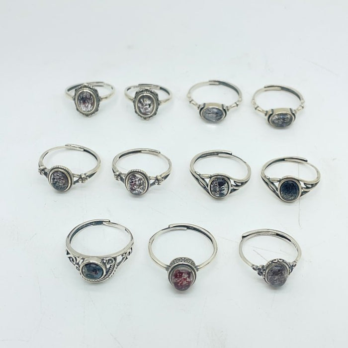 11 Pieces Beautiful Cacoxenite Super7 Amethyst Sterling Silver Different Styles Ring