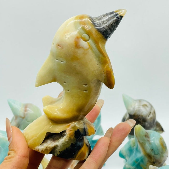 11 Pieces Beautiful Caribbean Calcite Dolphin Carving