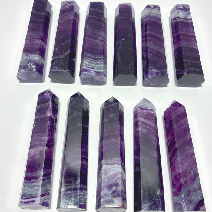 11 Pieces Beautiful Rainbow Purple Fluorite Crystal Tower