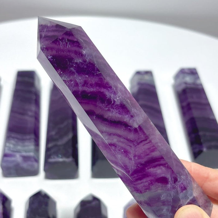 11 Pieces Beautiful Rainbow Purple Fluorite Crystal Tower