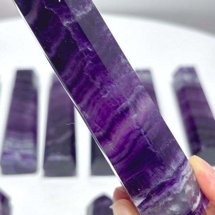 11 Pieces Beautiful Rainbow Purple Fluorite Crystal Tower