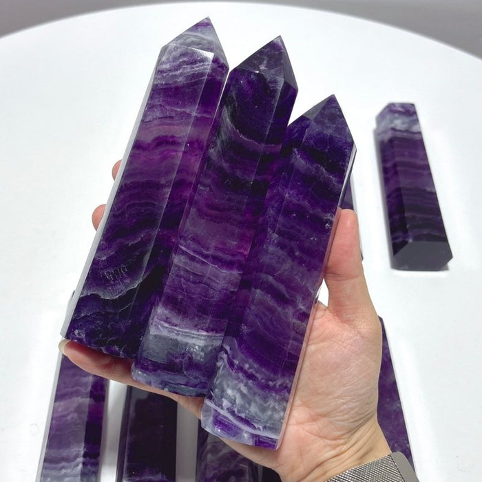 11 Pieces Beautiful Rainbow Purple Fluorite Crystal Tower