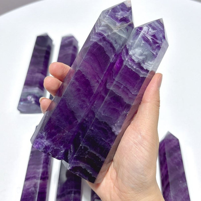 11 Pieces Beautiful Rainbow Purple Fluorite Crystal Tower