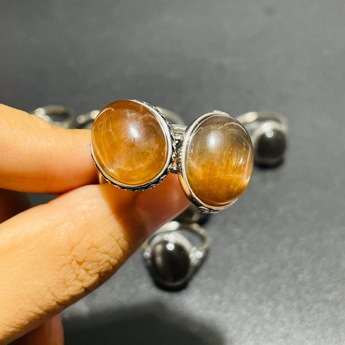 11 Pieces Black Rainbow Sun Stone Different Styles Sterling Silver Ring