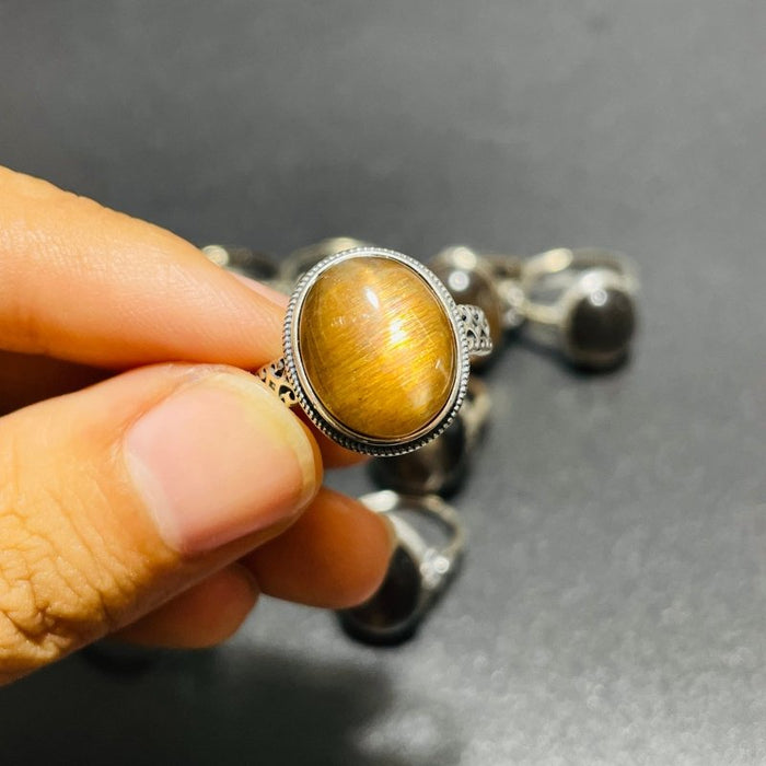 11 Pieces Black Rainbow Sun Stone Different Styles Sterling Silver Ring