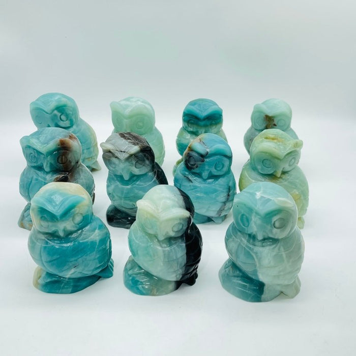 11 Pieces Caribbean Calcite Owl Carving