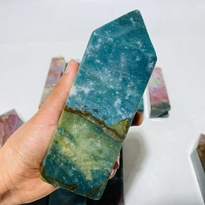 11 Pieces Colorful Ocean Jasper Four-Sided Tower Points