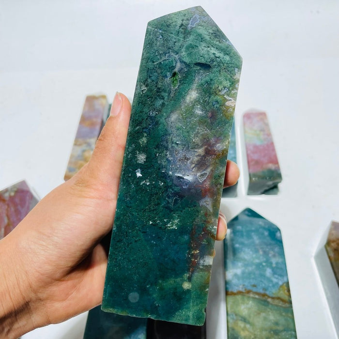 11 Pieces Colorful Ocean Jasper Four-Sided Tower Points