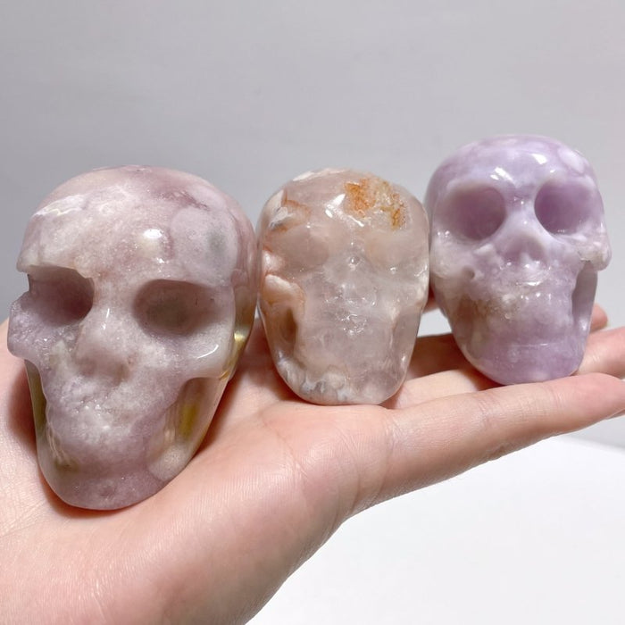 11 Pieces Druzy Geode Sakura Flower Agate Skull Carving