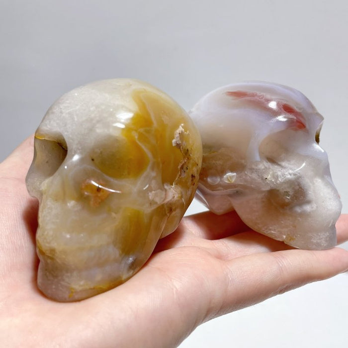 11 Pieces Druzy Geode Sakura Flower Agate Skull Carving