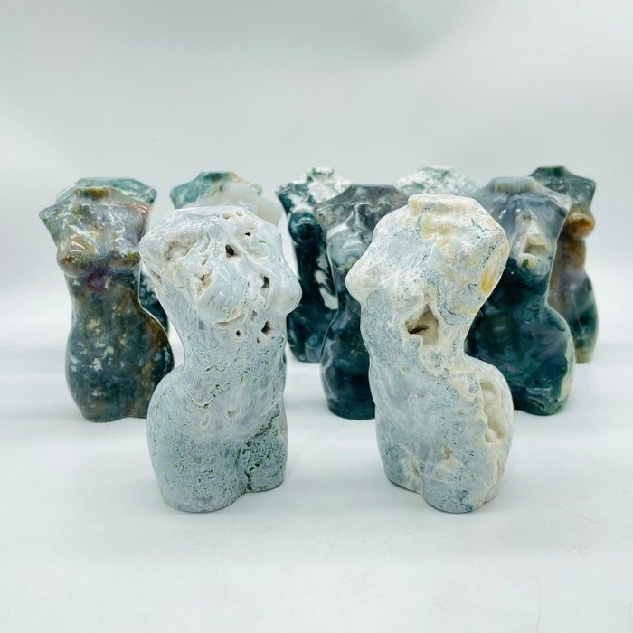 11 Pieces 4in Moss Agate Goddess Carving