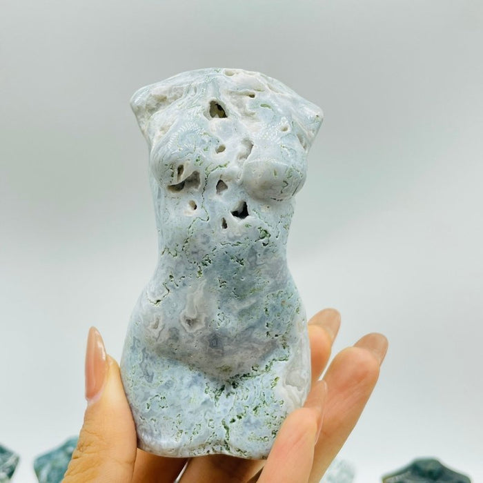 11 Pieces 4in Moss Agate Goddess Carving