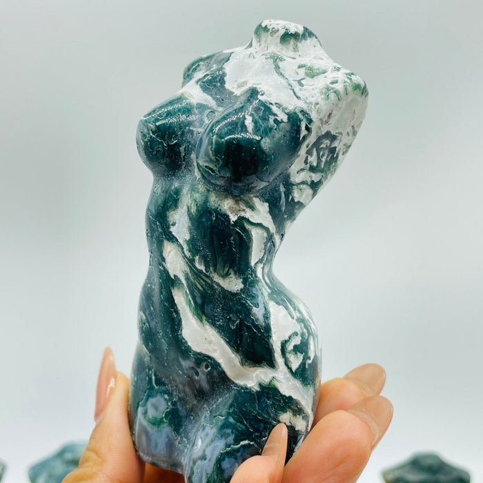 11 Pieces 4in Moss Agate Goddess Carving