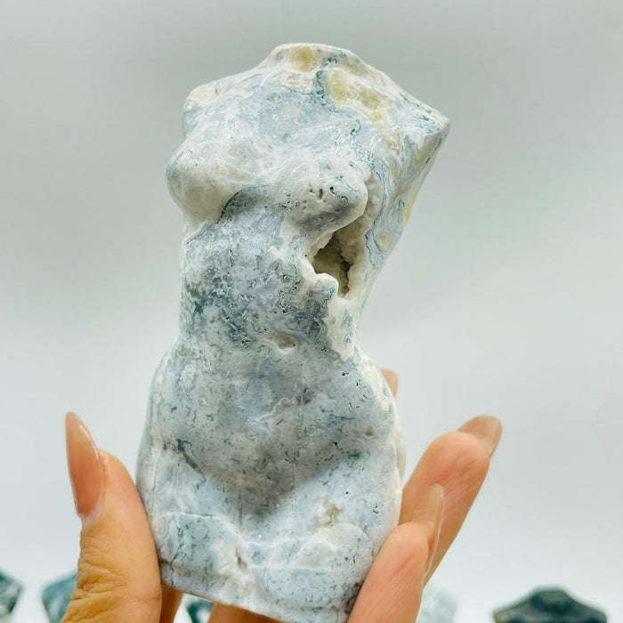 11 Pieces 4in Moss Agate Goddess Carving