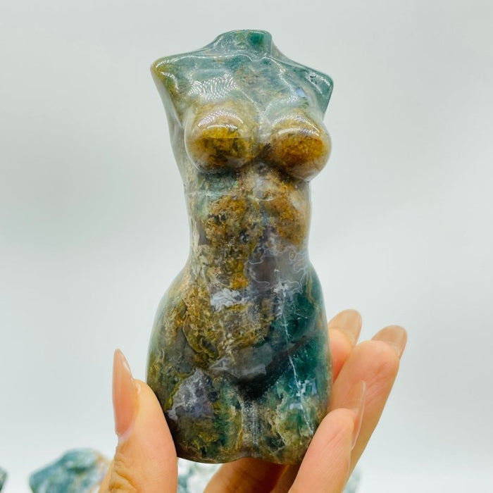 11 Pieces 4in Moss Agate Goddess Carving