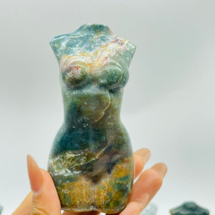 11 Pieces 4in Moss Agate Goddess Carving