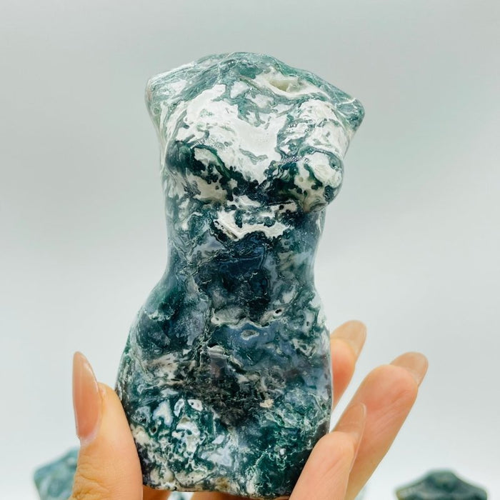 11 Pieces 4in Moss Agate Goddess Carving