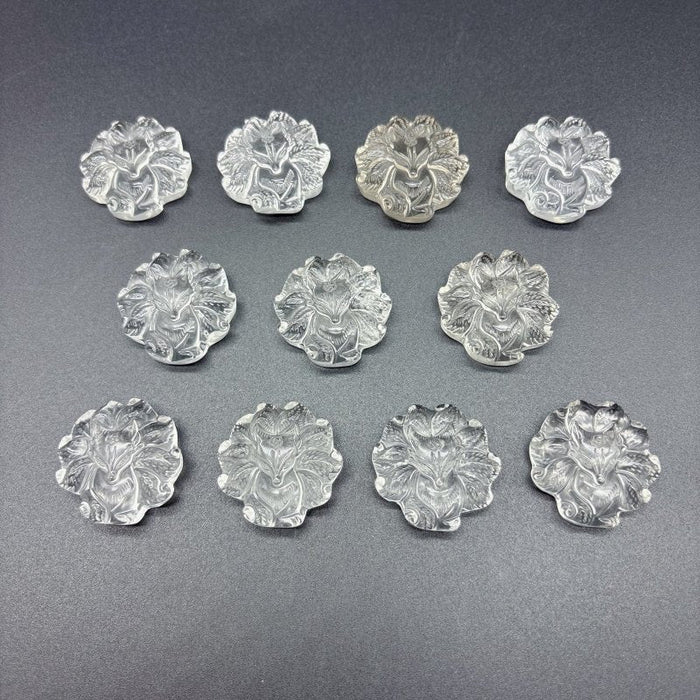 11 Pieces High Quality Clear Quartz Nine-tailed Foxes Carving