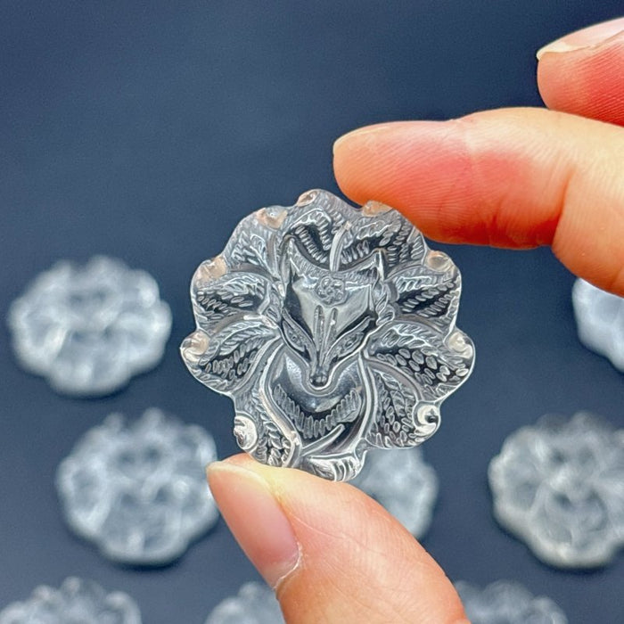 11 Pieces High Quality Clear Quartz Nine-tailed Foxes Carving