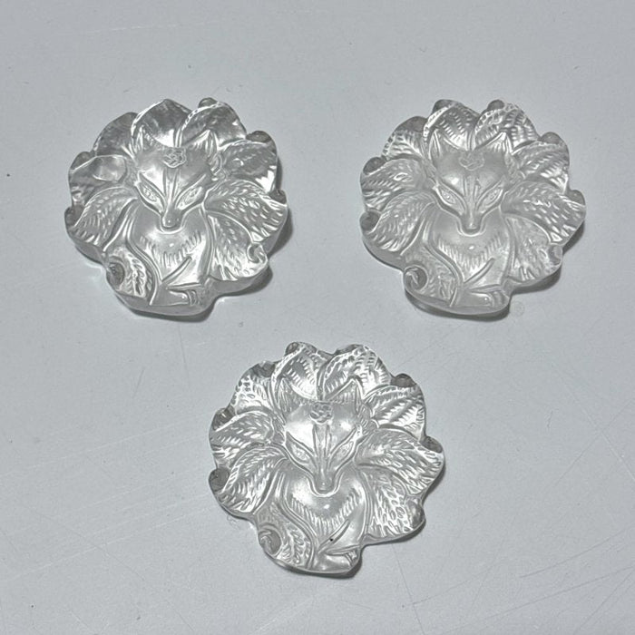 11 Pieces High Quality Clear Quartz Nine-tailed Foxes Carving