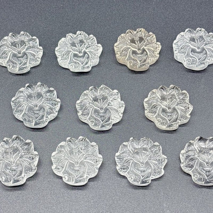 11 Pieces High Quality Clear Quartz Nine-tailed Foxes Carving