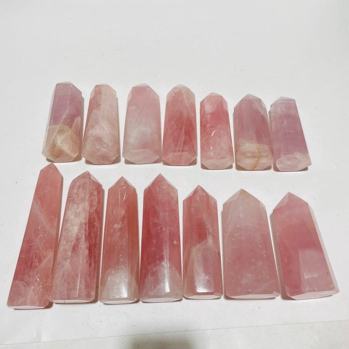 14 Pieces Fat Rose Quartz Points