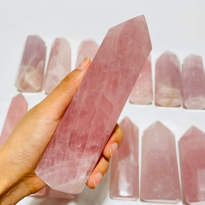 14 Pieces Fat Rose Quartz Points