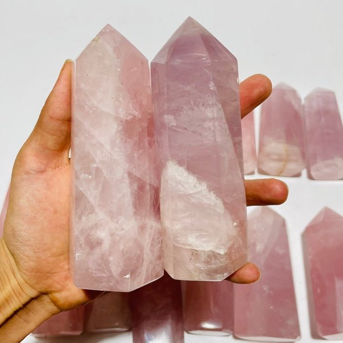 14 Pieces Fat Rose Quartz Points