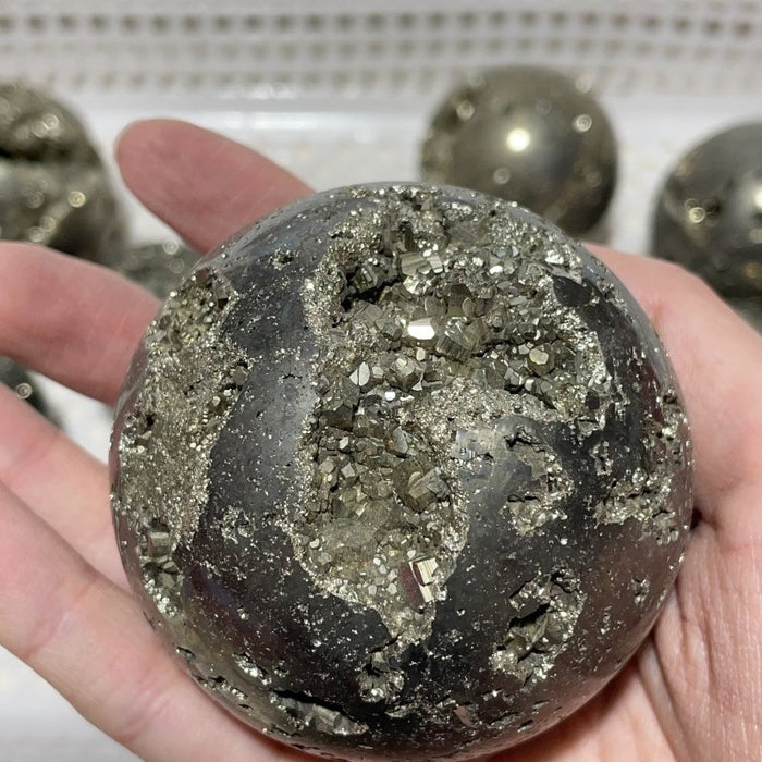 11 Pieces High Quality Pyrite Crystal Sphere Ball