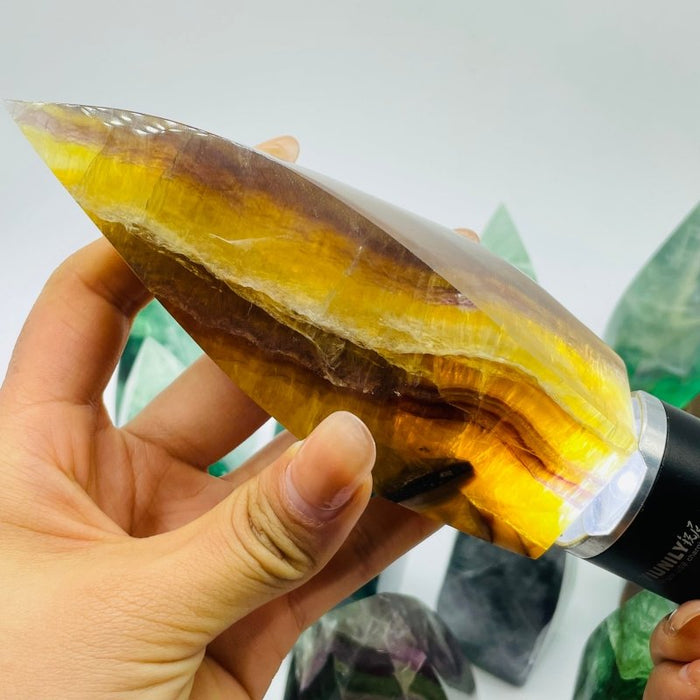 11 Pieces Large Rainbow Fluorite Mixed Color Flame High Quality