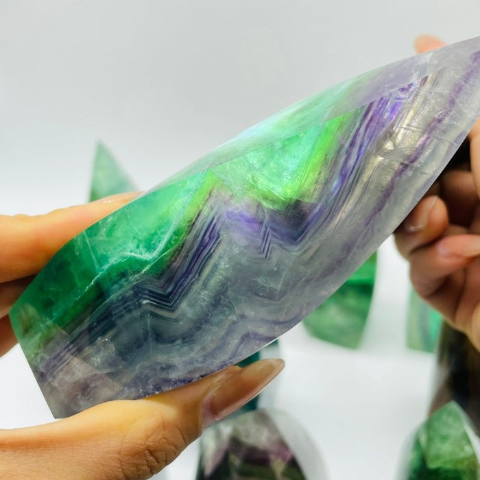 11 Pieces Large Rainbow Fluorite Mixed Color Flame High Quality
