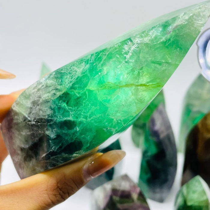 11 Pieces Large Rainbow Fluorite Mixed Color Flame High Quality