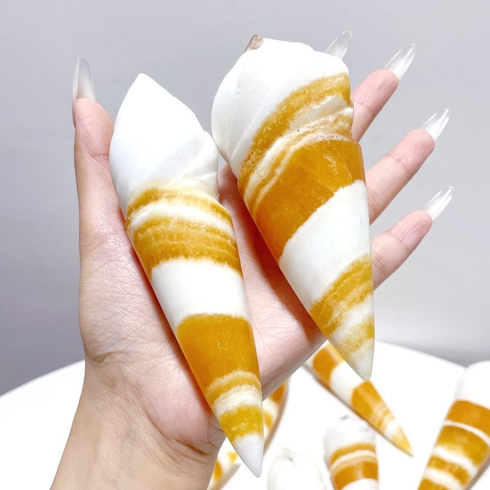 11 Pieces Yellow Calcite Ice Cream Carving