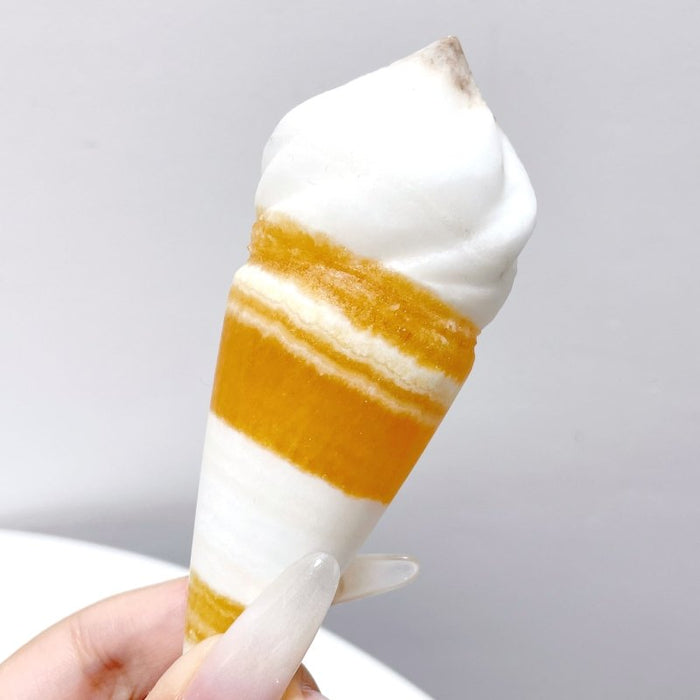 11 Pieces Yellow Calcite Ice Cream Carving