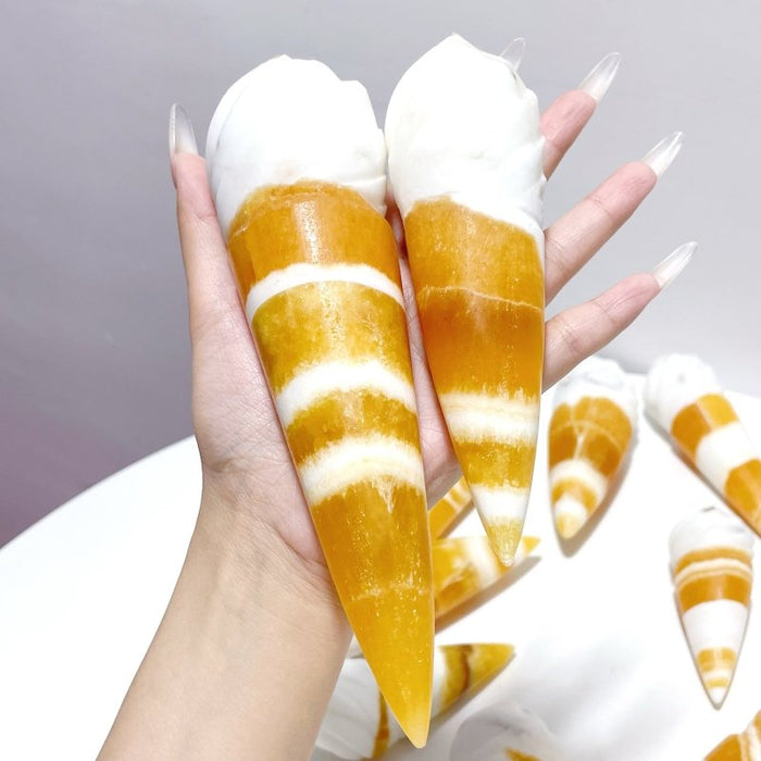 11 Pieces Yellow Calcite Ice Cream Carving