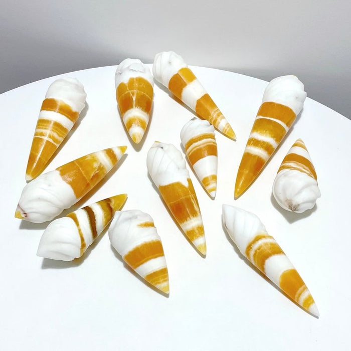 11 Pieces Yellow Calcite Ice Cream Carving