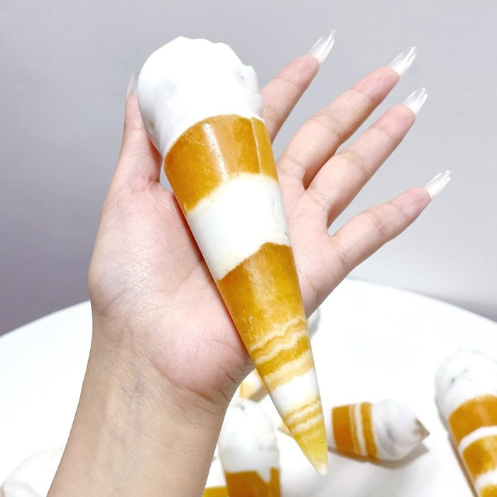 11 Pieces Yellow Calcite Ice Cream Carving