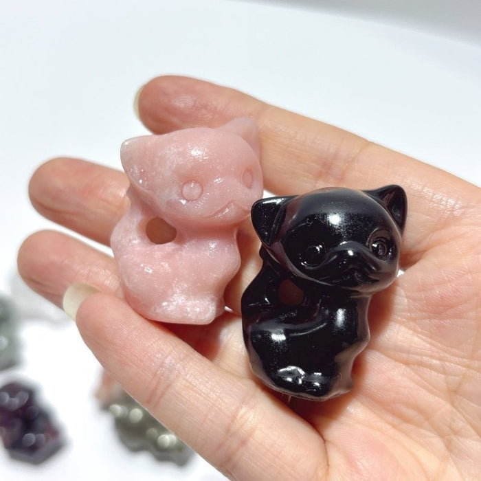 11 Types Cat Carving Wholesale Obsidian Pink Opal Yooperlite